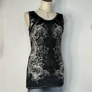 Rhinestone Cyber Y2K Semi Sheer Tank Top Size XS